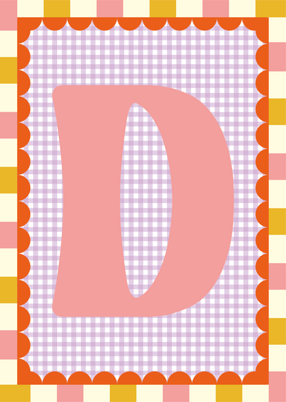 Letterposter Gingham lila