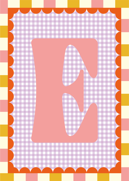 Letterposter Gingham lila