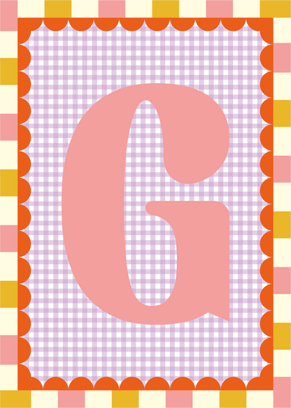 Letterposter Gingham lila