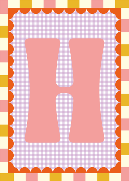Letterposter Gingham lila