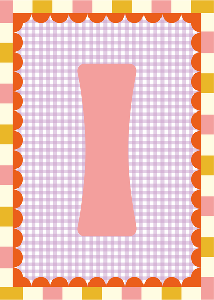 Letterposter Gingham lila
