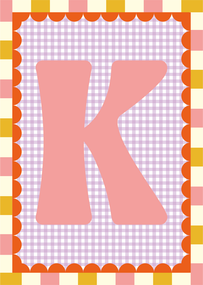 Letterposter Gingham lila