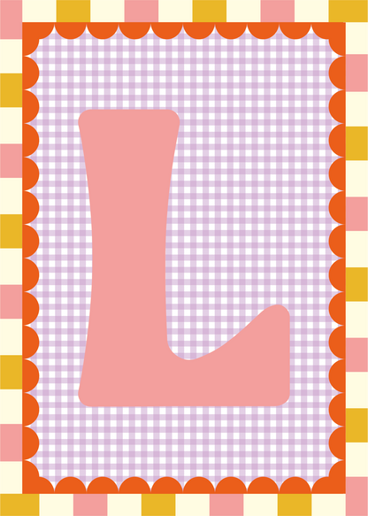 Letterposter Gingham lila