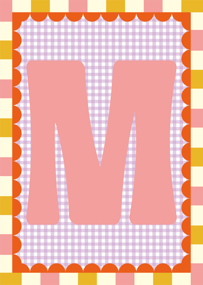 Letterposter Gingham lila