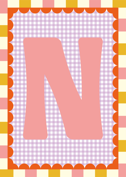 Letterposter Gingham lila