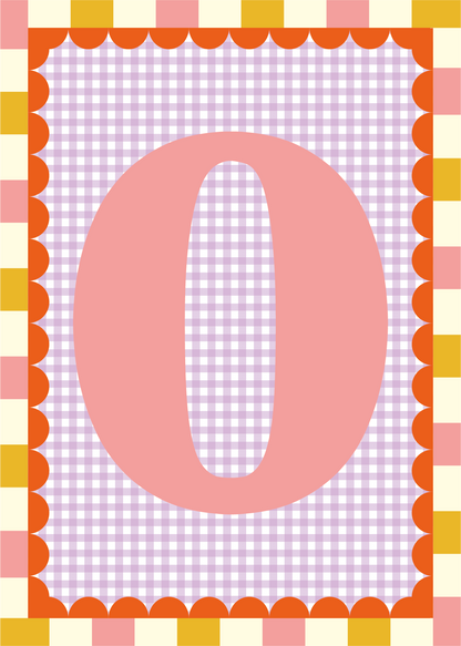 Letterposter Gingham lila