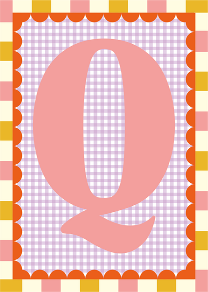 Letterposter Gingham lila