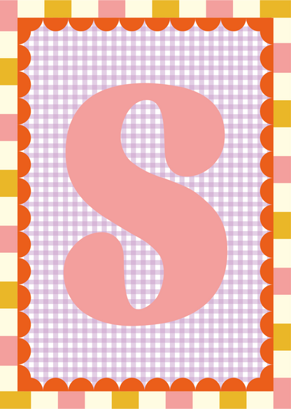Letterposter Gingham lila