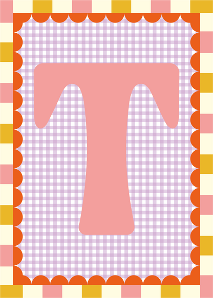 Letterposter Gingham lila