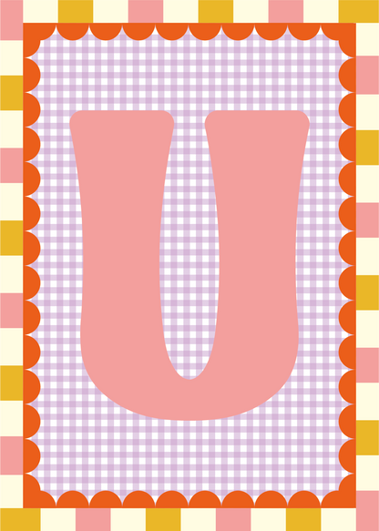 Letterposter Gingham lila