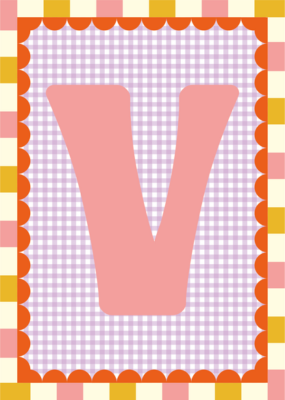 Letterposter Gingham lila