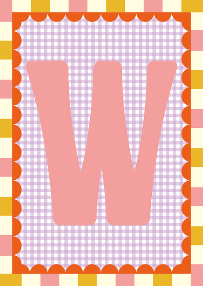 Letterposter Gingham lila