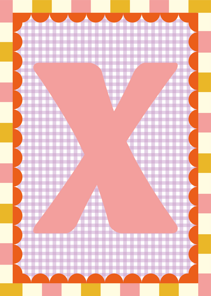 Letterposter Gingham lila