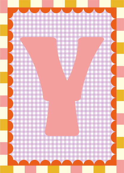 Letterposter Gingham lila