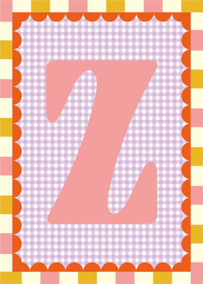 Letterposter Gingham lila