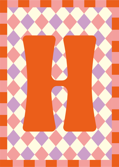 Letterposter Lila roze ruit