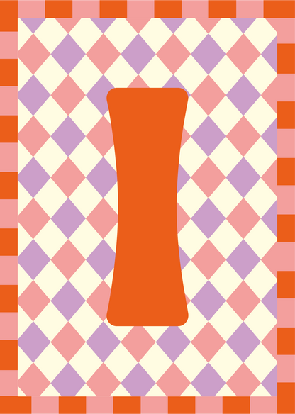 Letterposter Lila roze ruit