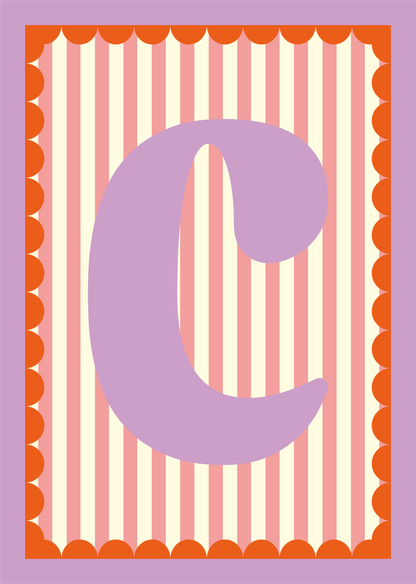 Letterposter Roze streep