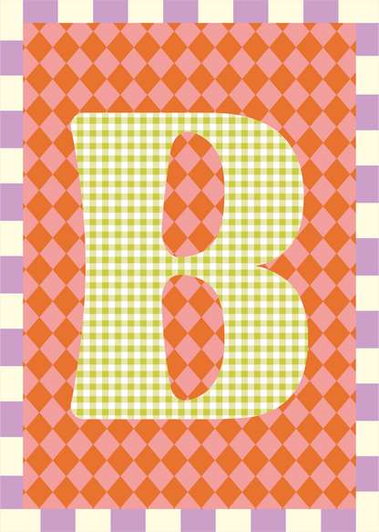 Letterposter Ruit roze oranje