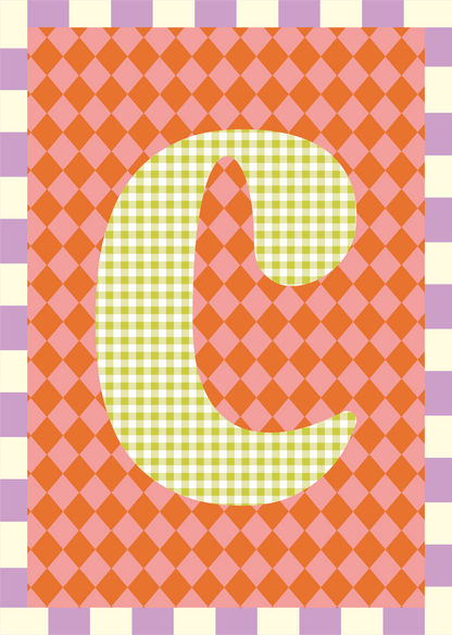Letterposter Ruit roze oranje