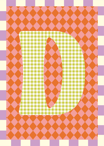 Letterposter Ruit roze oranje