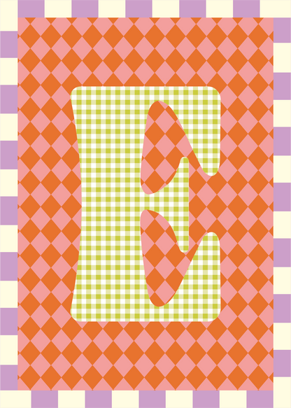 Letterposter Ruit roze oranje