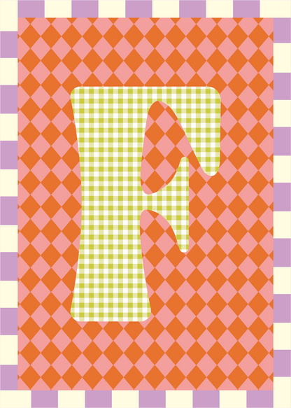 Letterposter Ruit roze oranje