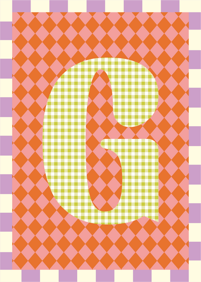 Letterposter Ruit roze oranje