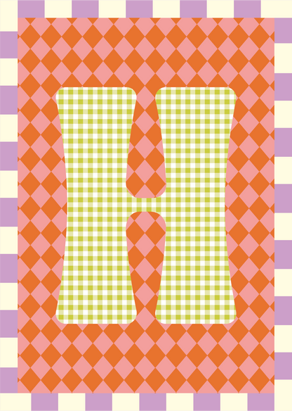 Letterposter Ruit roze oranje