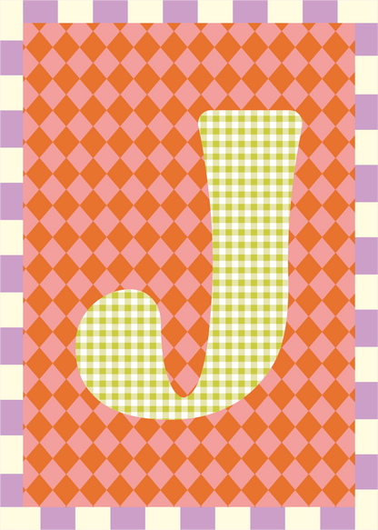 Letterposter Ruit roze oranje