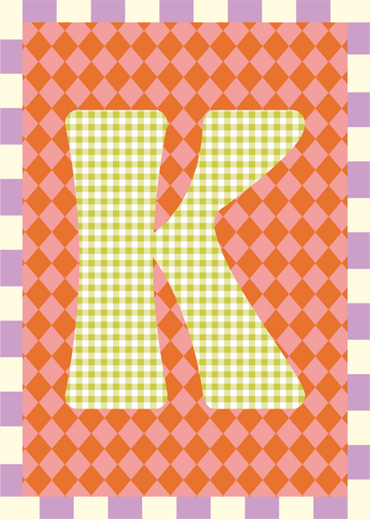 Letterposter Ruit roze oranje