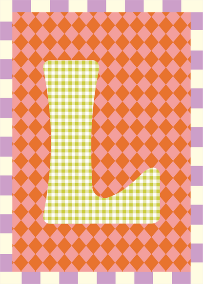Letterposter Ruit roze oranje