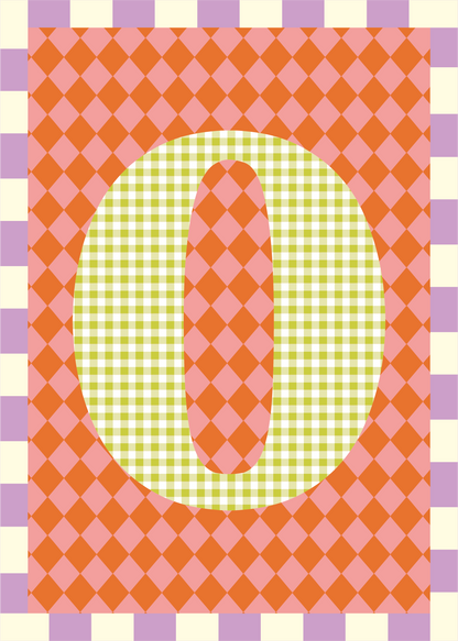 Letterposter Ruit roze oranje