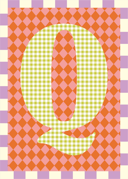 Letterposter Ruit roze oranje