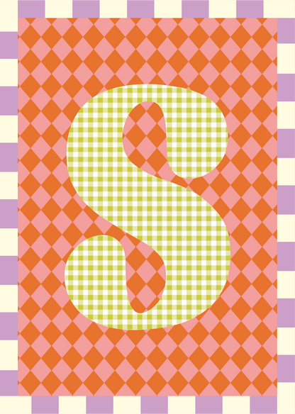 Letterposter Ruit roze oranje