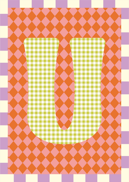 Letterposter Ruit roze oranje