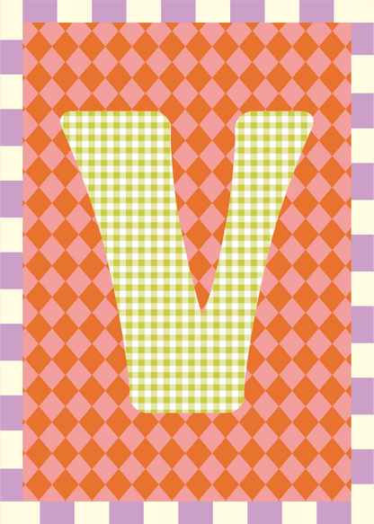 Letterposter Ruit roze oranje