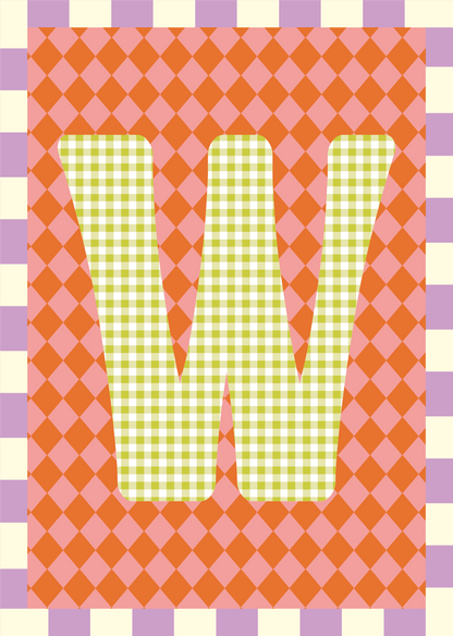 Letterposter Ruit roze oranje