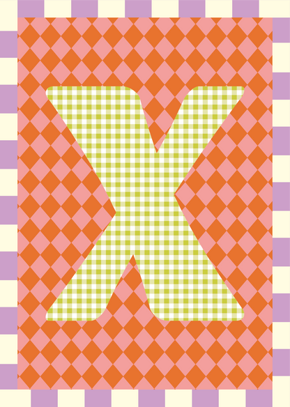 Letterposter Ruit roze oranje
