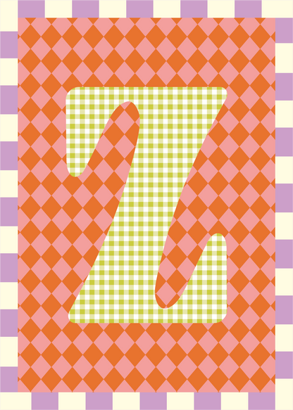 Letterposter Ruit roze oranje