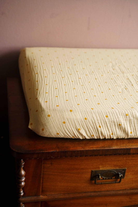 Aankleedkussenhoes Polkadot Geel