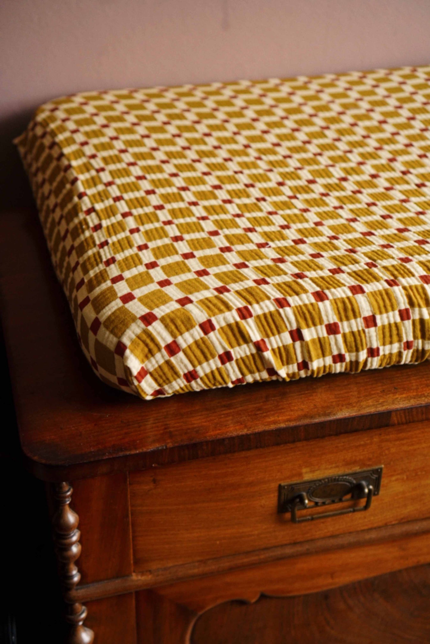 Aankleedkussenhoes Geblokt Quilt Groen