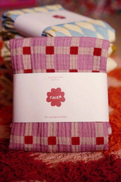 Hydrofiele doek Geblokt Quilt Roze