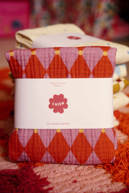 Hydrofiele doek Harlekijn Roze Rood