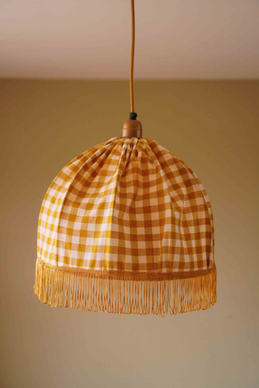 Lampenkap Katoen Gingham Geel
