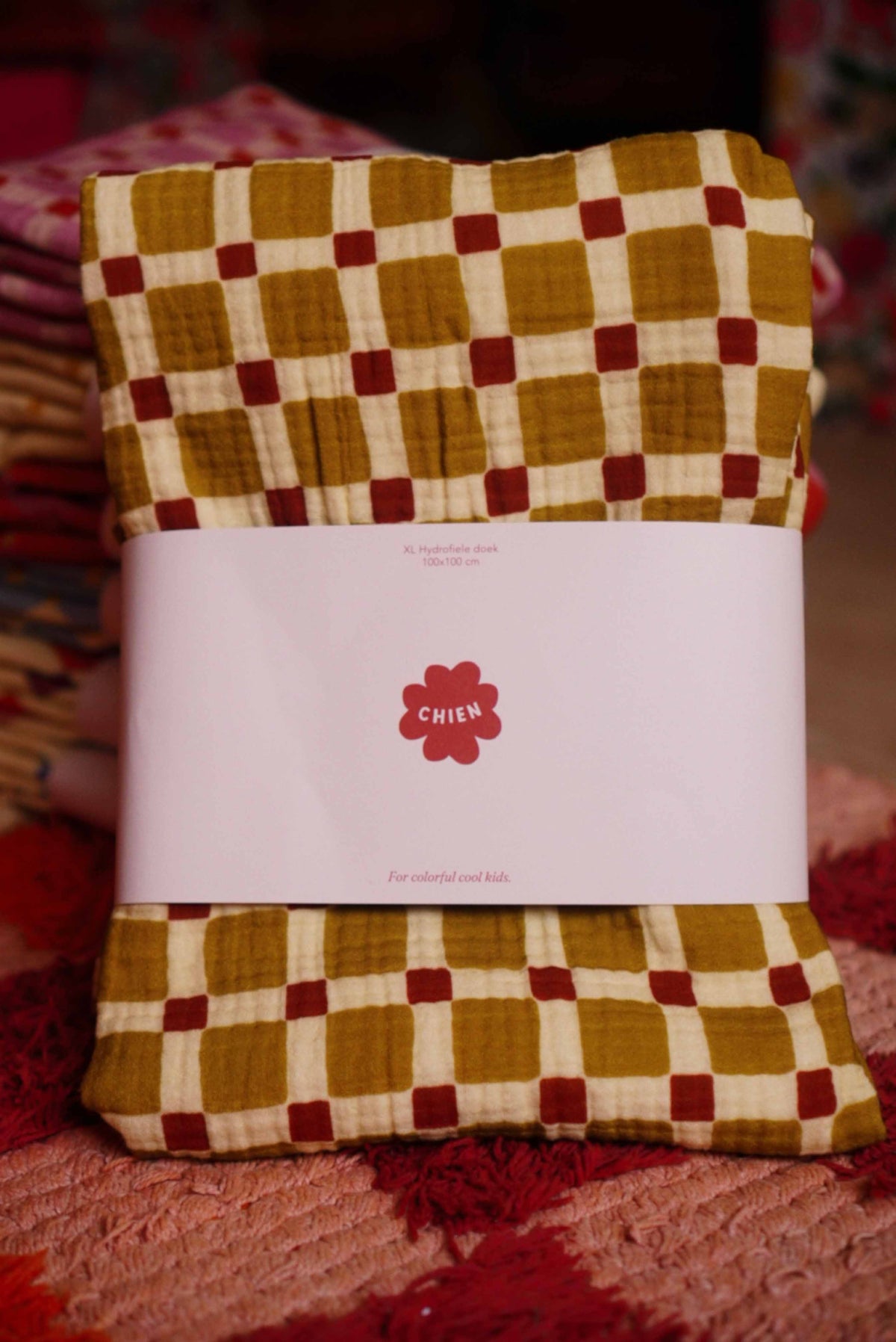 XL Hydrofiele doek Geblokt Quilt Olijfgroen