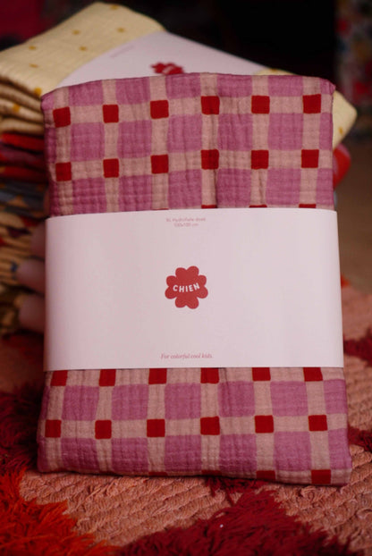 XL Hydrofiele doek Geblokt Quilt Roze