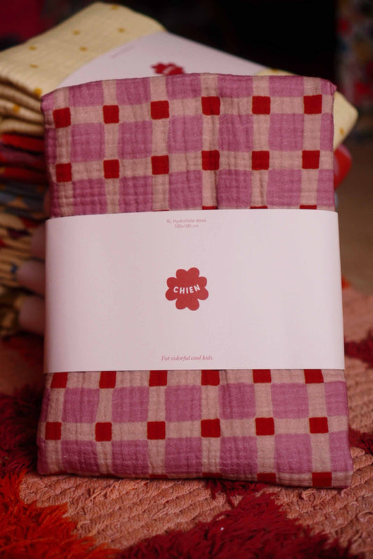 XL Hydrofiele doek Geblokt Quilt Roze