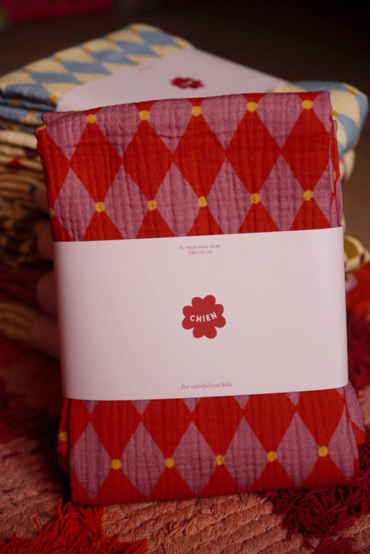 XL Hydrofiele doek Harlekijn Roze Rood