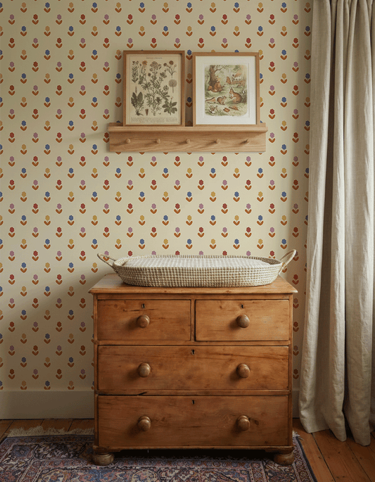 Behang Atelier Chien Bloemen Gekleurd Beige